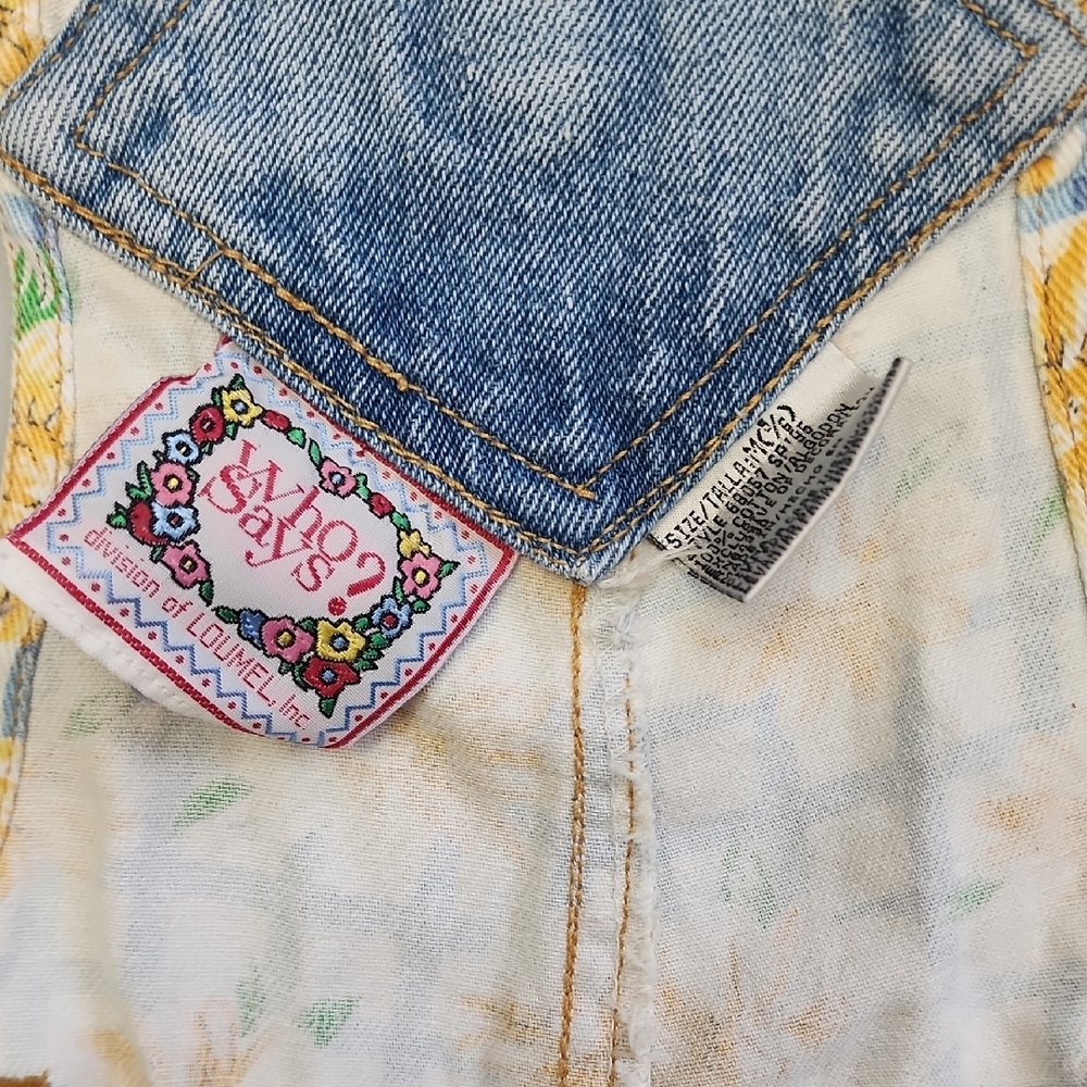 Early 90s Vintage Floral Denim Kids Overalls - Picture 2 of 8